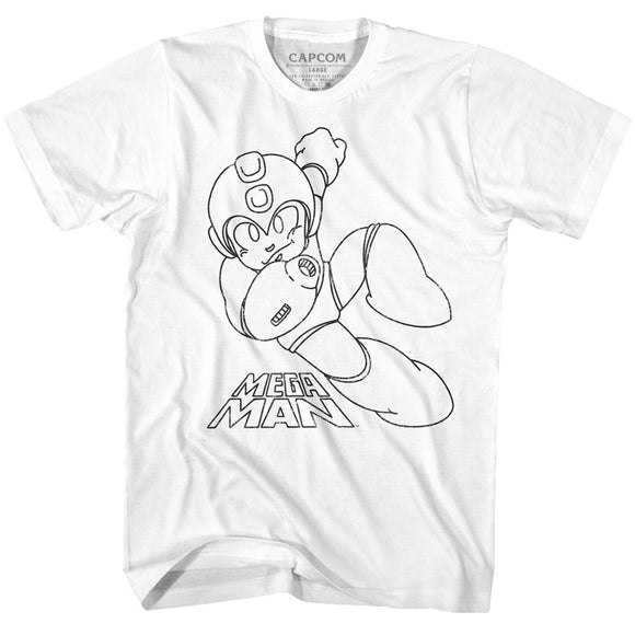 Mega Man-Warped Rock-White Adult S/S T-Shirt - White