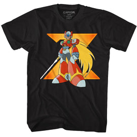 Mega Man-Big Zero-Black Adult S/S T-Shirt - Black
