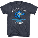 Mega Man-Run&Gun 1987-Navy Heather Adult S/S T-Shirt - Navy Heather