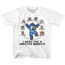 Mega Man-8 Master Robots-White Youth S/S T-Shirt (7-8) - White