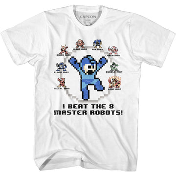 Mega Man-8 Master Robots-White Adult S/S T-Shirt - White