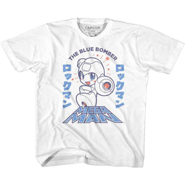 Mega Man-Megaman Blue Bomber-White Toddler S/S T-Shirt-4T - White