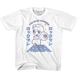 Mega Man-Megaman Blue Bomber-White Youth S/S T-Shirt (7-8) - White