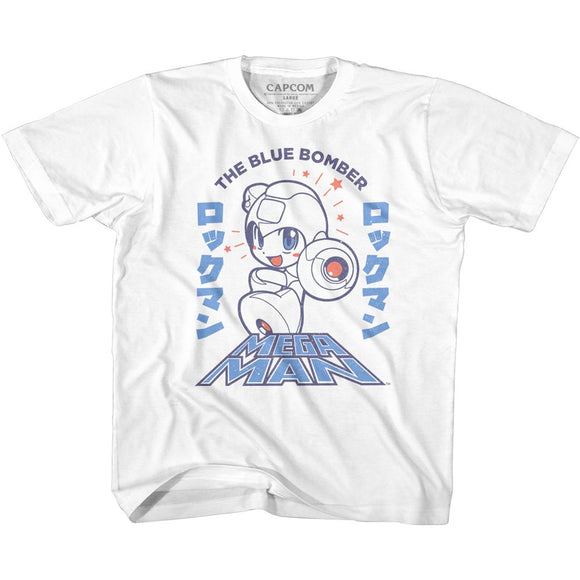 Mega Man-Megaman Blue Bomber-White Youth S/S T-Shirt (7-8) - White