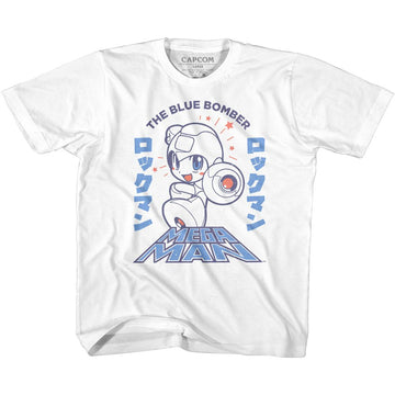 Mega Man-Megaman Blue Bomber-White Youth S/S T-Shirt-Xs (5-6) - White