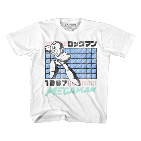 Mega Man-Megaman 87-White Youth S/S T-Shirt-Xs (5-6) - White
