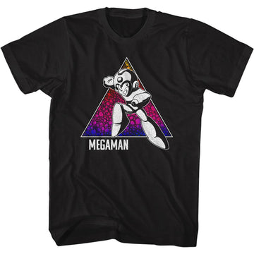 Mega Man-Color Triangle-Black Adult S/S T-Shirt - Black