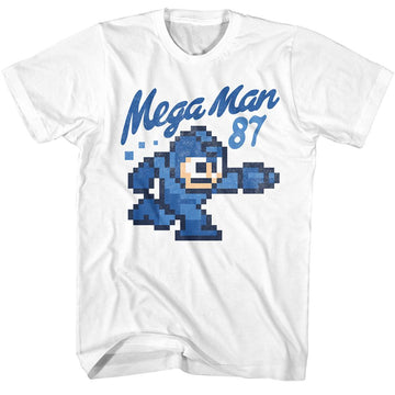 Mega Man-Mega 87-White Adult S/S T-Shirt - White