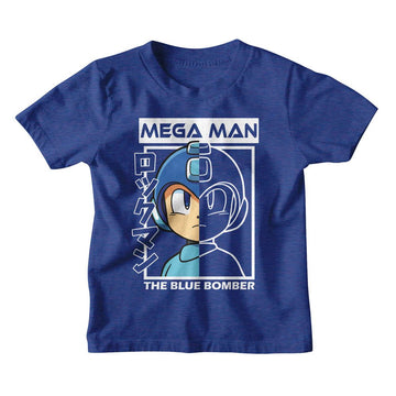 Mega Man-Mega Man Half Color Half Outline-Royal Heather Youth S/S T-Shirt-Xs (5-6) - Royal Heather