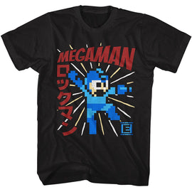 Mega Man-Megaman Energy Booster-Black Adult S/S T-Shirt - Black