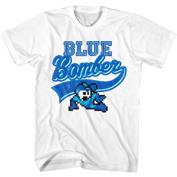 Mega Man-Megaman Blue Bomber-White Adult S/S T-Shirt - White
