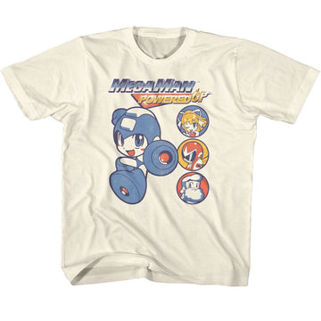 Mega Man-Mega Man Crew Circles-Natural Youth S/S T-Shirt (7-8) - Natural