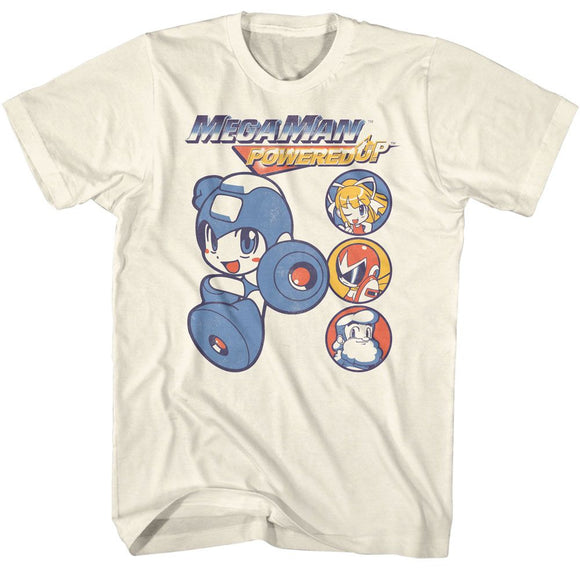 Mega Man-Mega Man Crew Circles-Natural Adult S/S T-Shirt - Natural