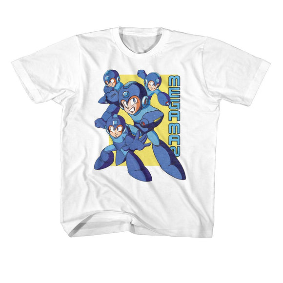 Mega Man-Megaman Multiple Poses-White Youth S/S T-Shirt (7-8) - White