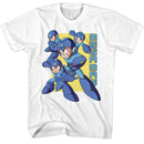 Mega Man-Mega Man Multiple Poses-White Adult S/S T-Shirt - White
