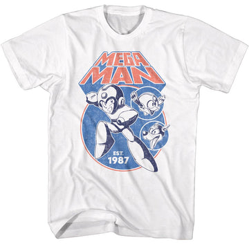 Mega Man-Mega Man Mega Circles-White Adult S/S T-Shirt - White