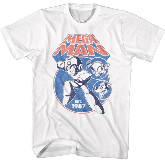 Mega Man-Mega Man Mega Circles-White Adult S/S T-Shirt - White