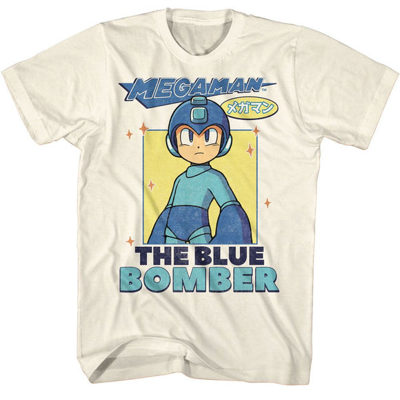 Mega Man-Mega Man The Blue Bomber-Natural Adult S/S T-Shirt - Natural