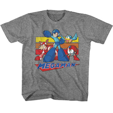 Mega Man-Mega Man Multi Color Rectangles-Graphite Heather Toddler S/S T-Shirt-4T - Graphite Heather