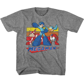Mega Man-Mega Man Multi Color Rectangles-Graphite Heather Youth S/S T-Shirt (7-8) - Graphite Heather