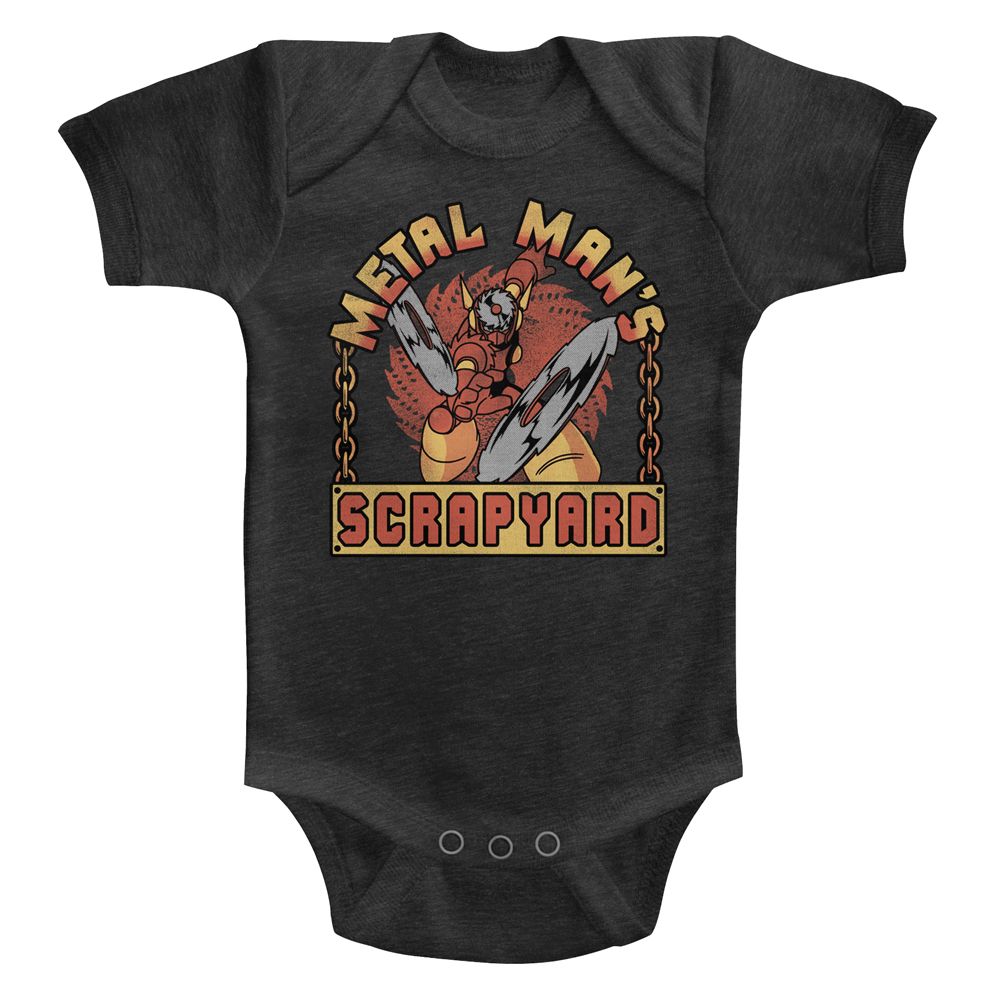 Mega Man-Scrapyard Sign-Vintage Smoke Infant S/S Heather Bodysuit-24M - Vintage Smoke