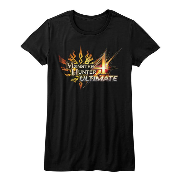 Monster Hunter-Mh4U Logo-Black Ladies S/S T-Shirt - Black