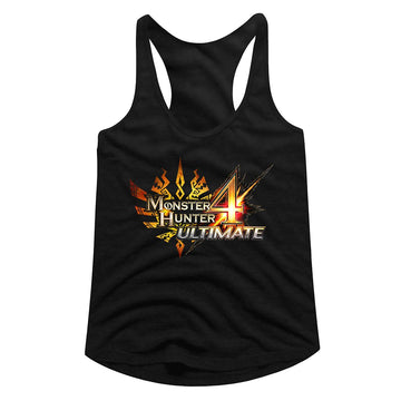 Monster Hunter-Mh4U Logo-Black Ladies Slimfit Racerback-S - Black