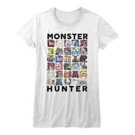 Monster Hunter-Lets Hunt-White Ladies S/S T-Shirt - White