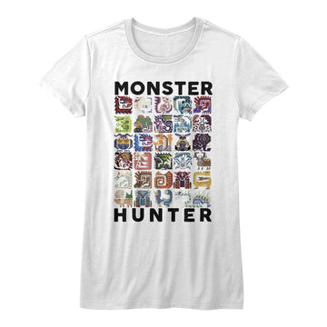 Monster Hunter-Lets Hunt-White Ladies S/S T-Shirt - White