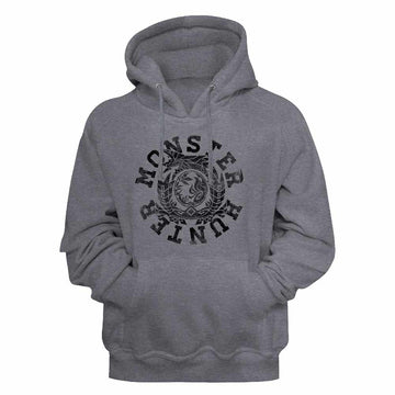 Monster Hunter Circle Gunmetal Heather Adult Hooded Sweatshirt