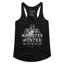 Monster Hunter-Mhw Logo-Black Ladies Slimfit Racerback-S - Black
