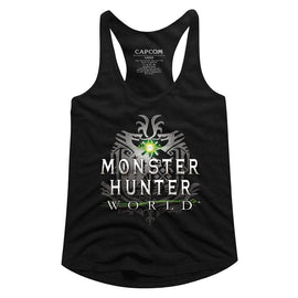 Monster Hunter-Mhw Logo-Black Ladies Slimfit Racerback-S - Black