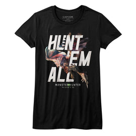 Monster Hunter-Hunt Em All-Black Ladies S/S T-Shirt - Black
