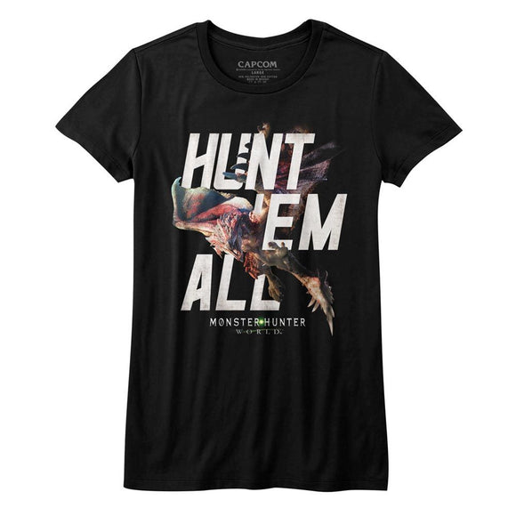 Monster Hunter-Hunt Em All-Black Ladies S/S T-Shirt - Black