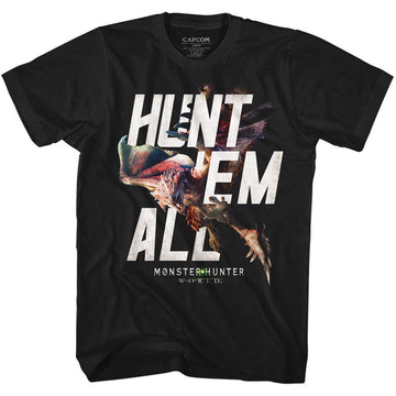 Monster Hunter-Hunt Em All-Black Adult S/S T-Shirt - Black