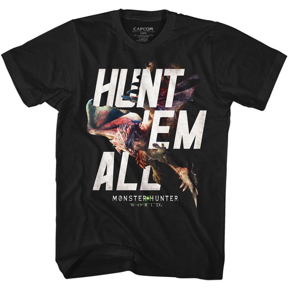 Monster Hunter-Hunt Em All-Black Adult S/S T-Shirt - Black