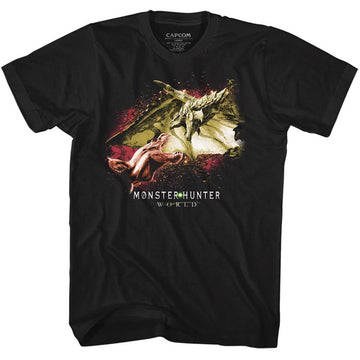 Monster Hunter-Face Off-Black Adult S/S T-Shirt - Black