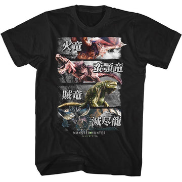 Monster Hunter-4 Monsters-Black Adult S/S T-Shirt - Black