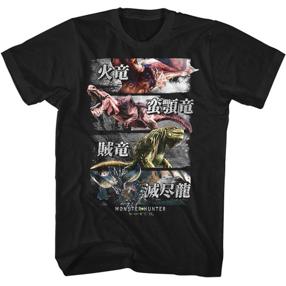 Monster Hunter-4 Monsters-Black Adult S/S T-Shirt - Black