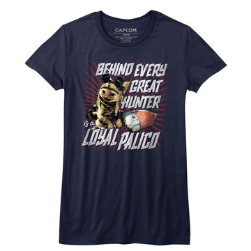 Monster Hunter-Loyal Palico-Navy Ladies S/S T-Shirt - Navy