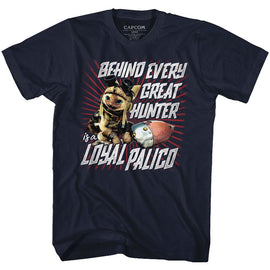Monster Hunter-Loyal Palico-Navy Adult S/S T-Shirt - Navy