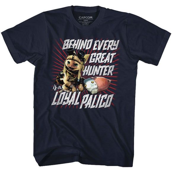 Monster Hunter-Loyal Palico-Navy Adult S/S T-Shirt - Navy