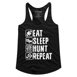 Monster Hunter-Hunt Repeat-Black Ladies Slimfit Racerback-S - Black