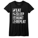 Monster Hunter-Hunt Repeat-Black Ladies S/S T-Shirt - Black