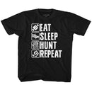 Monster Hunter-Hunt Repeat-Black Youth S/S T-Shirt-Xs (5-6) - Black