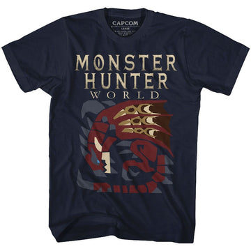 Monster Hunter-Large Dragon-Navy Adult S/S T-Shirt - Navy