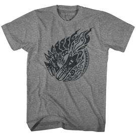 Monster Hunter-Mh3 Emblem-Graphite Heather Adult S/S T-Shirt - Graphite Heather