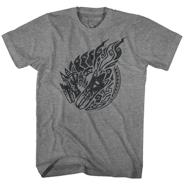 Monster Hunter-Mh3 Emblem-Graphite Heather Adult S/S T-Shirt - Graphite Heather
