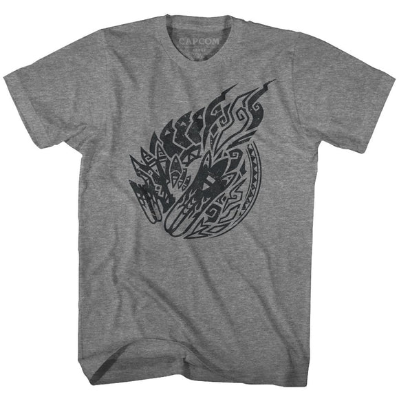Monster Hunter-Mh3 Emblem-Graphite Heather Adult S/S T-Shirt - Graphite Heather