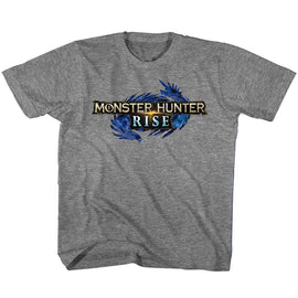 Monster Hunter-Mh Rise Logo-Graphite Heather Youth S/S T-Shirt-Xs (5-6) - Graphite Heather